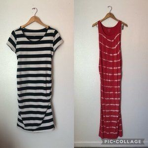 Bundle Lot of Two (2) ISABEL MATERNITY Striped Maternity Dresses Size Medium
